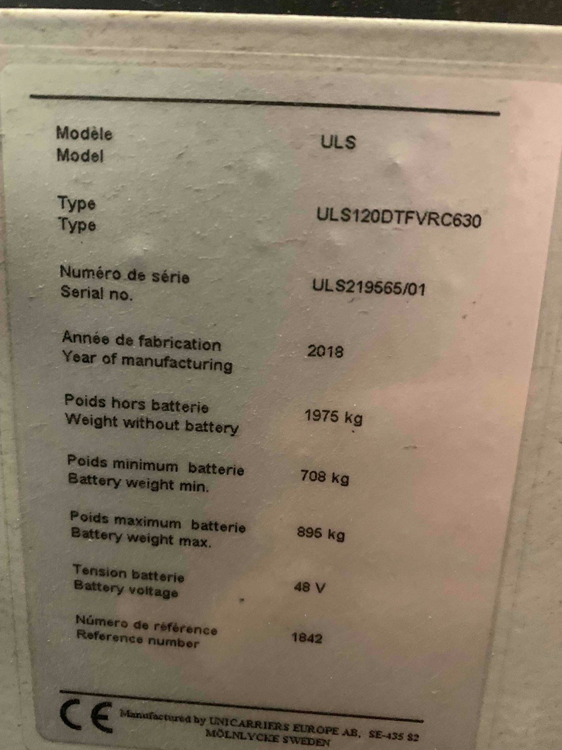 Chariot à mât rétractable Nissan ULS 120