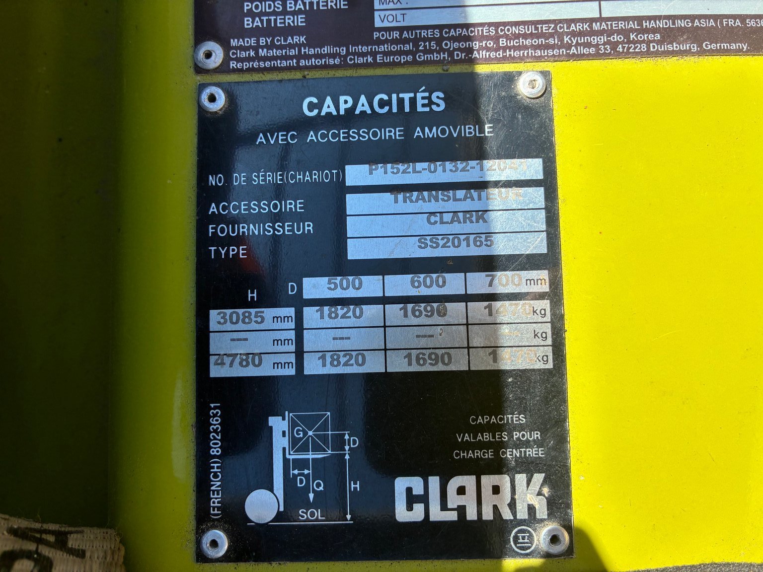 Chariot élévateur frontal Clark C20SL