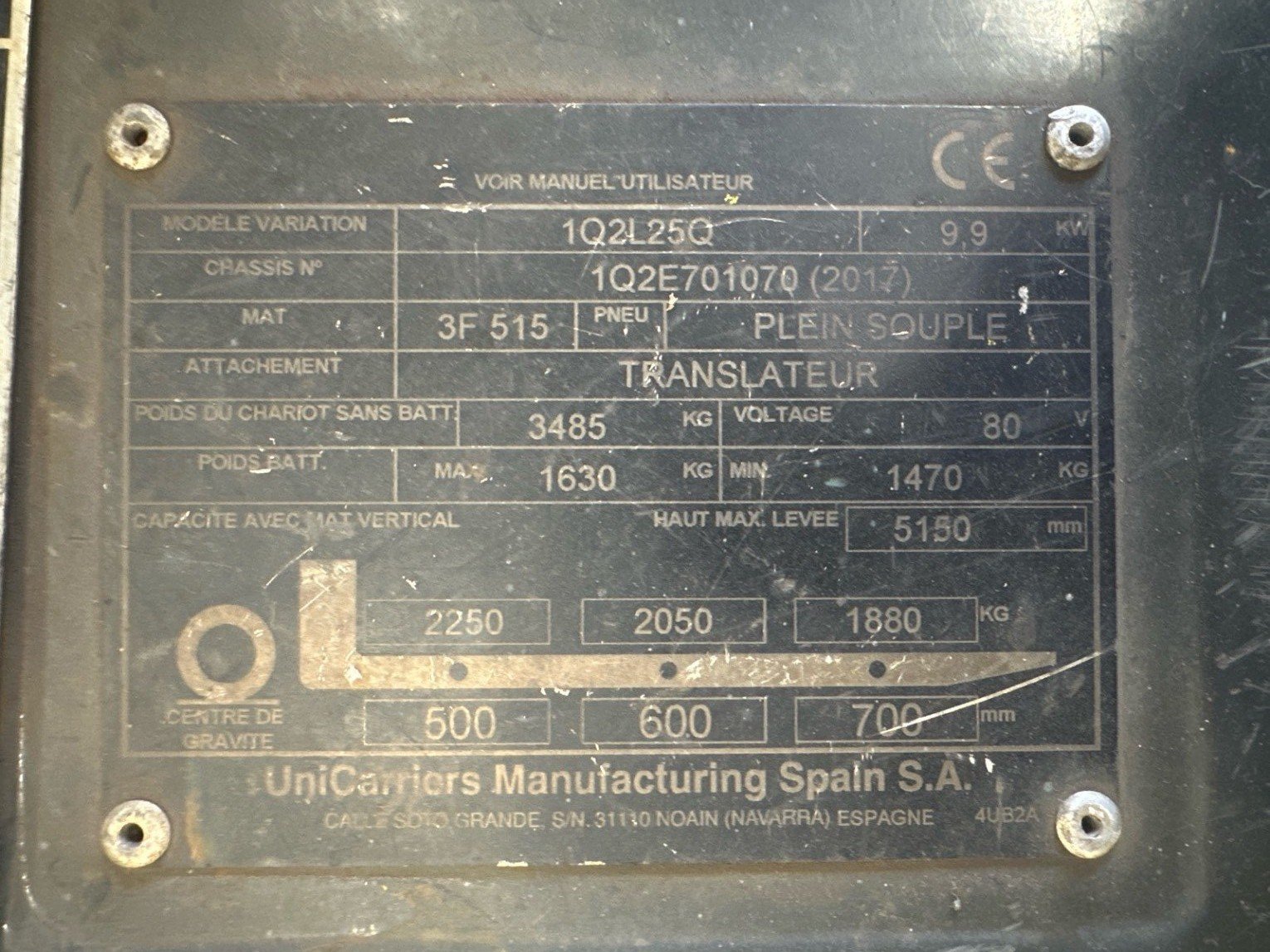 Chariot élévateur frontal UniCarriers QX2-25