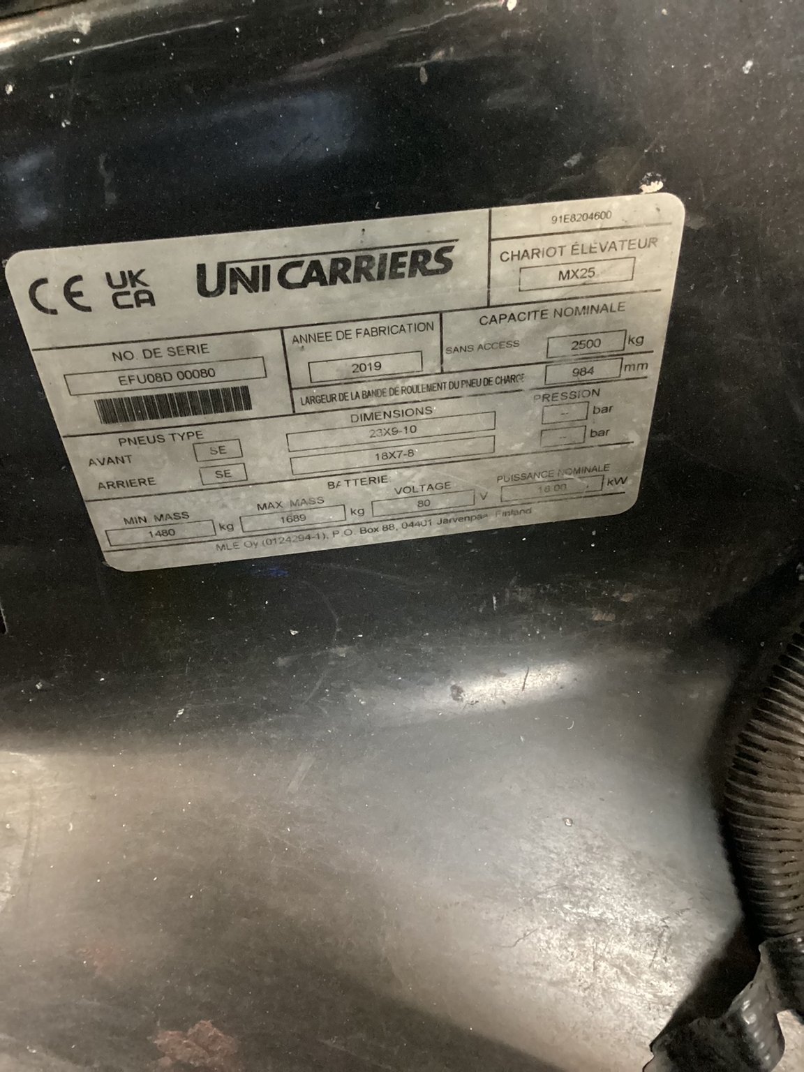 Chariot élévateur frontal UniCarriers MX25