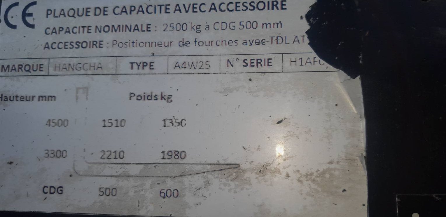 Chariot élévateur frontal Hangcha A4W25