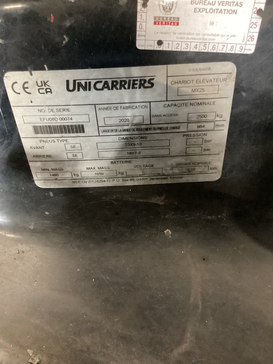 Chariot élévateur frontal UniCarriers MX25