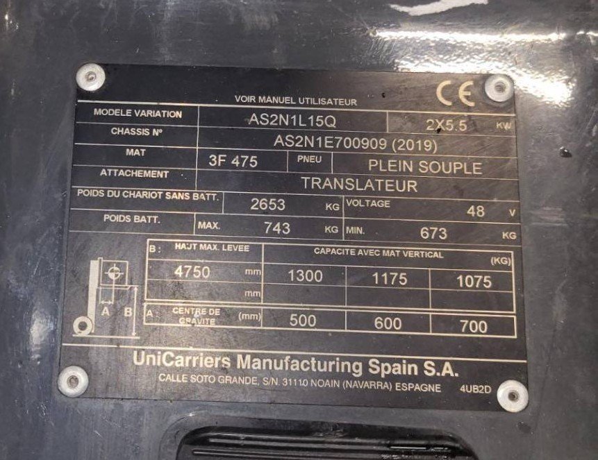 Chariot élévateur frontal UniCarriers TX3-15C