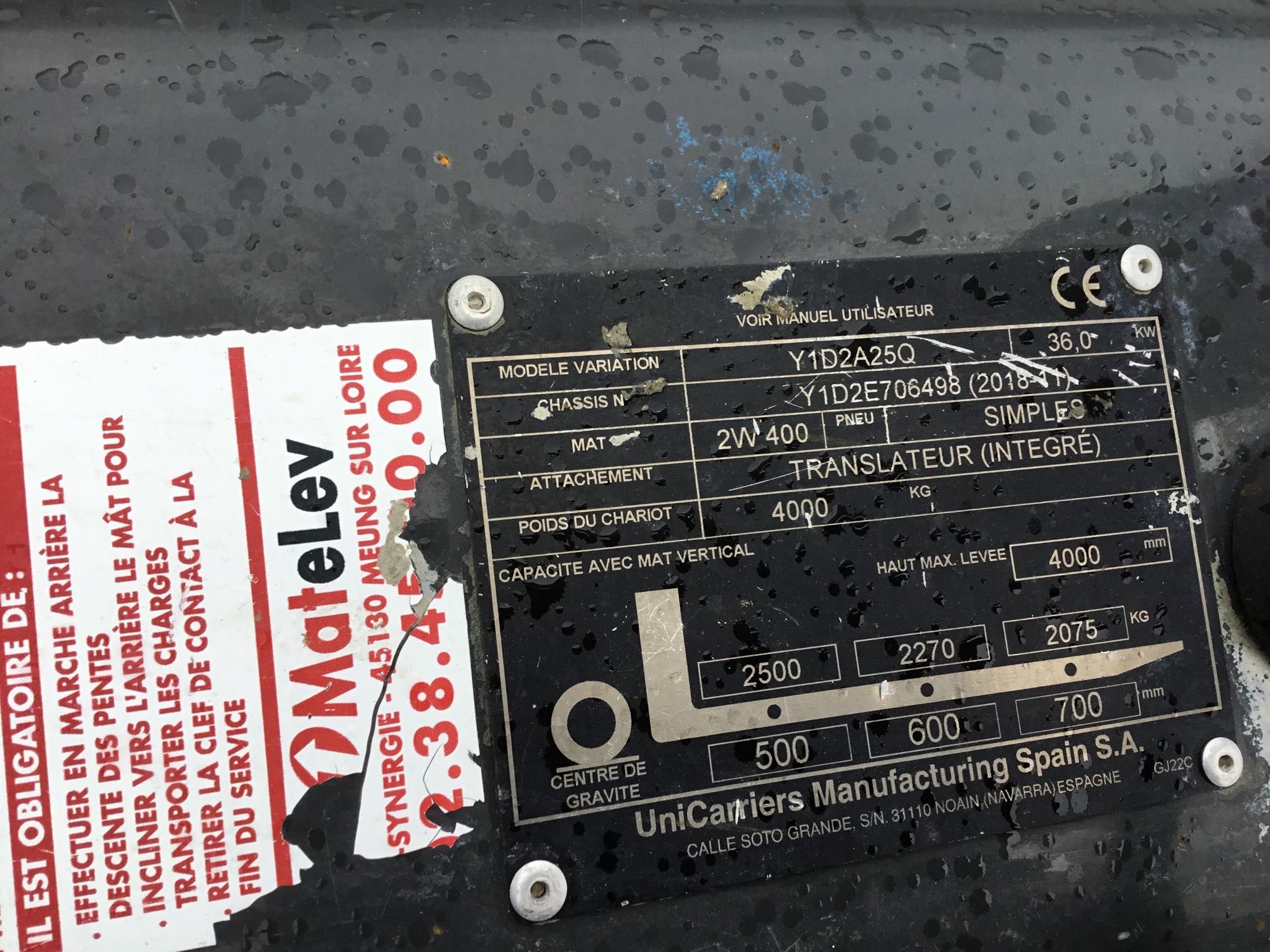 Chariot élévateur frontal Nissan Y1D2A25Q