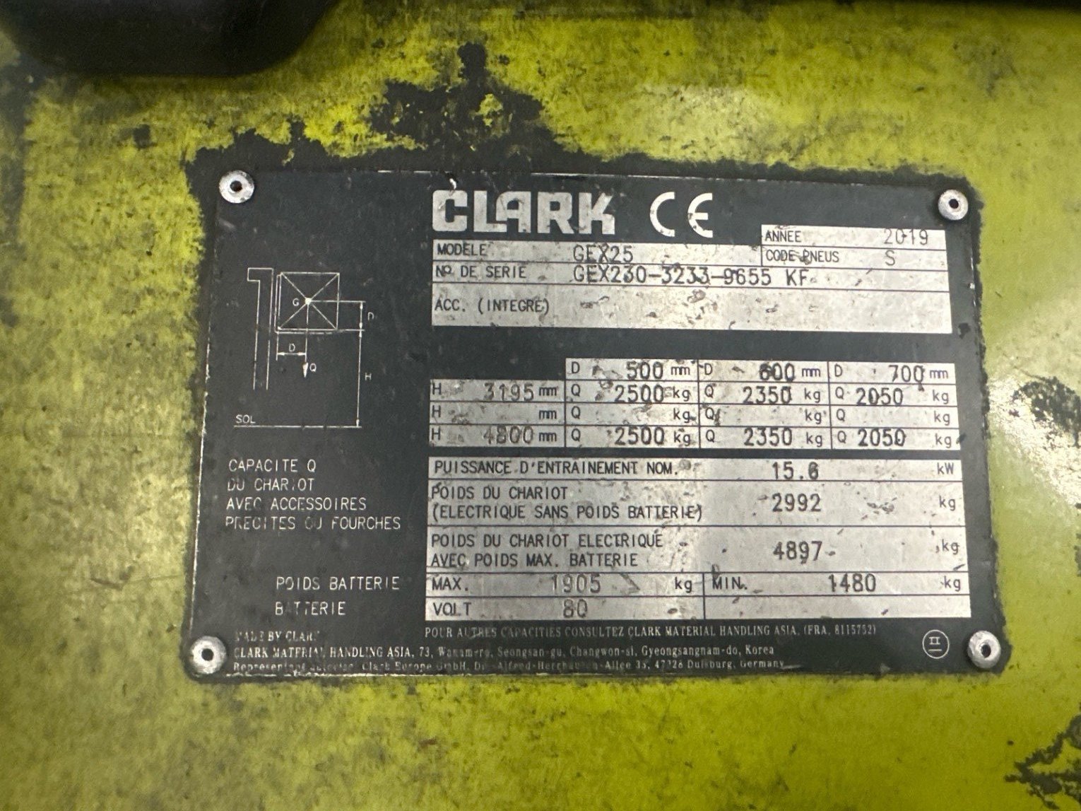 Chariot élévateur frontal Clark GEX25