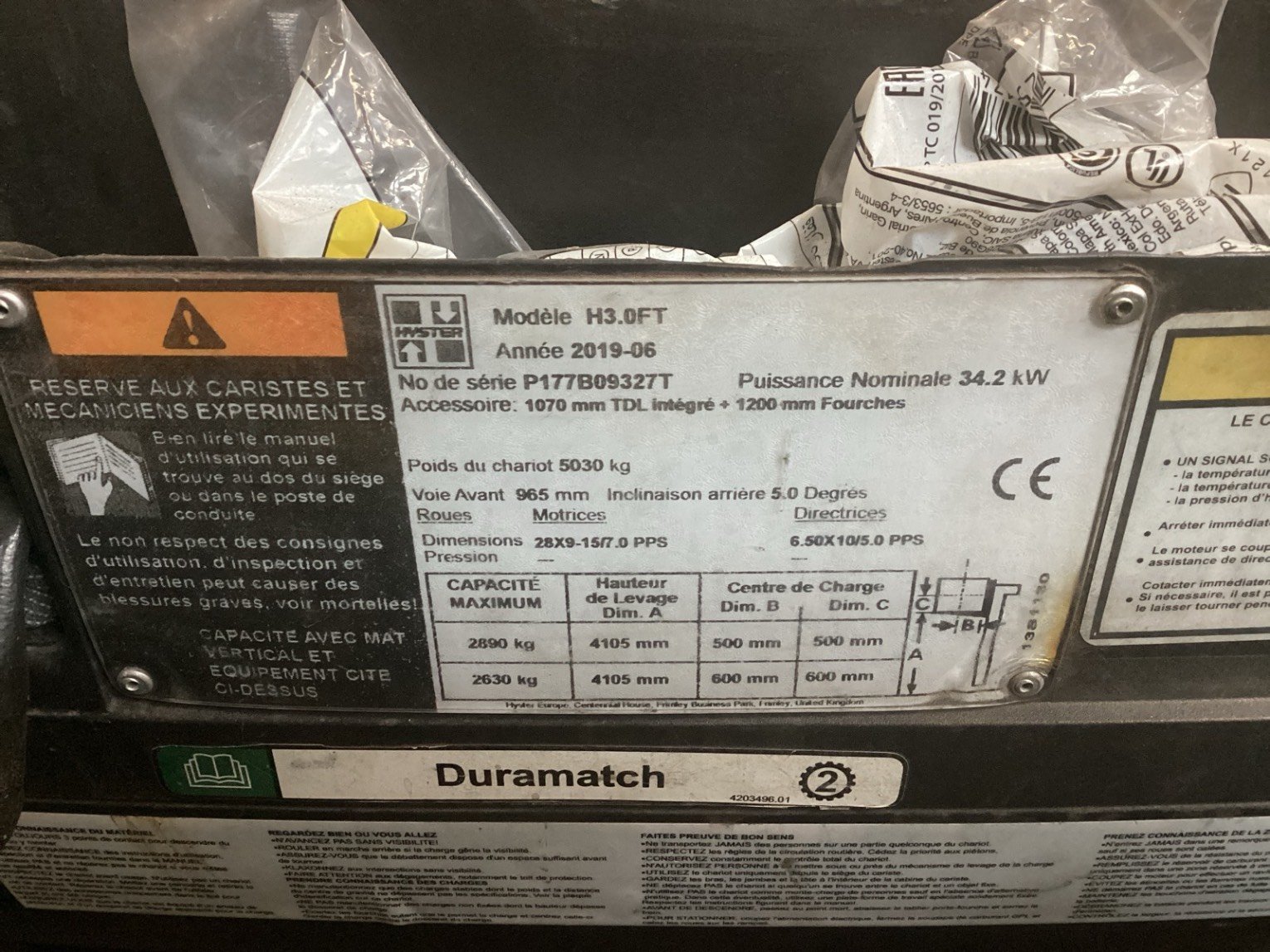 Chariot élévateur frontal Hyster H30FT 