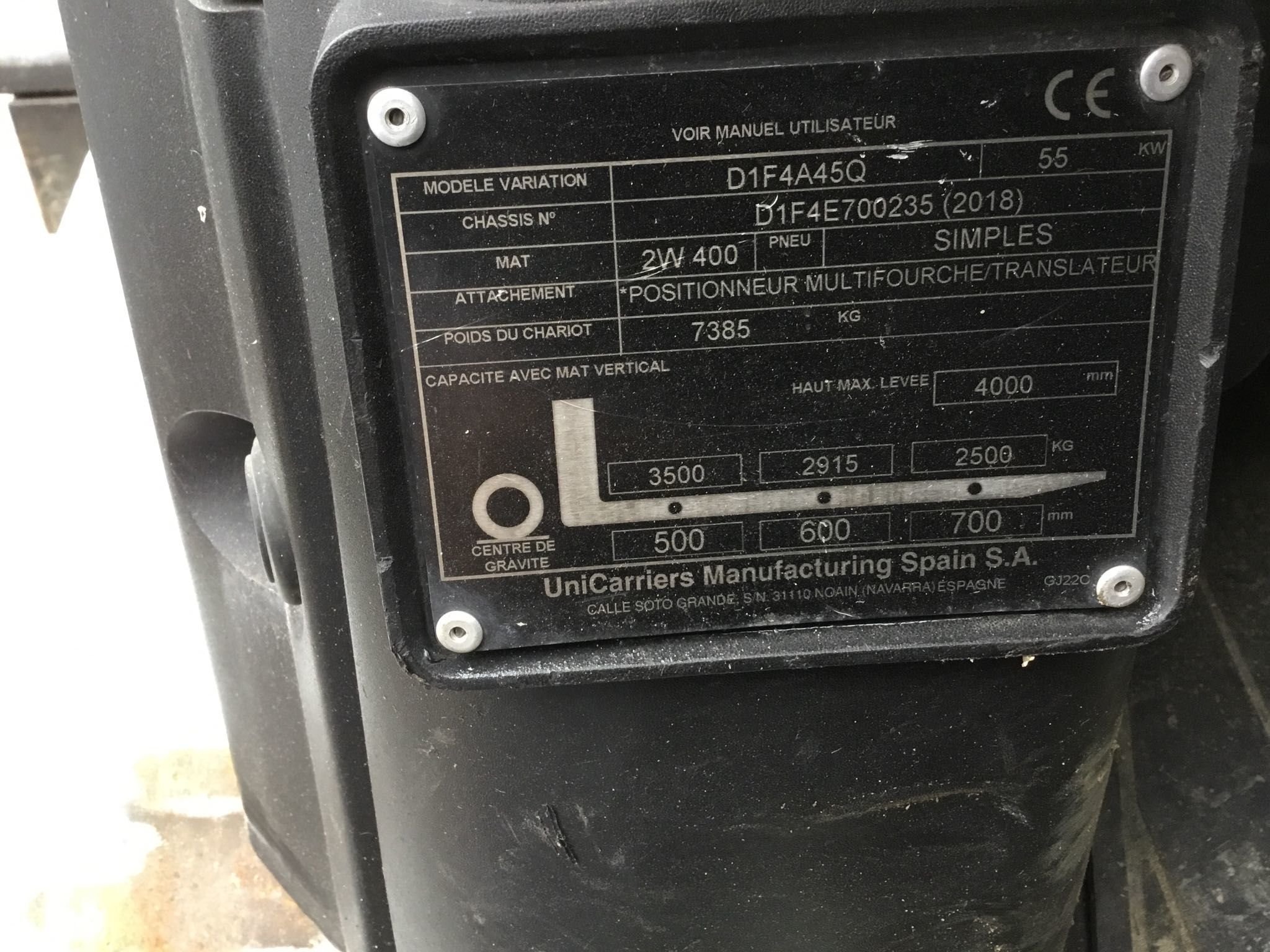 Chariot élévateur frontal UniCarriers GX45D