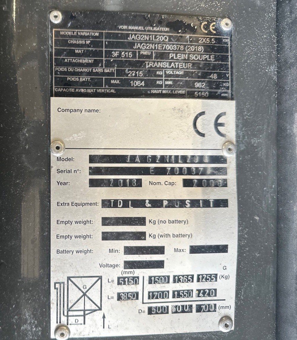 Chariot élévateur frontal UniCarriers TX4-20L