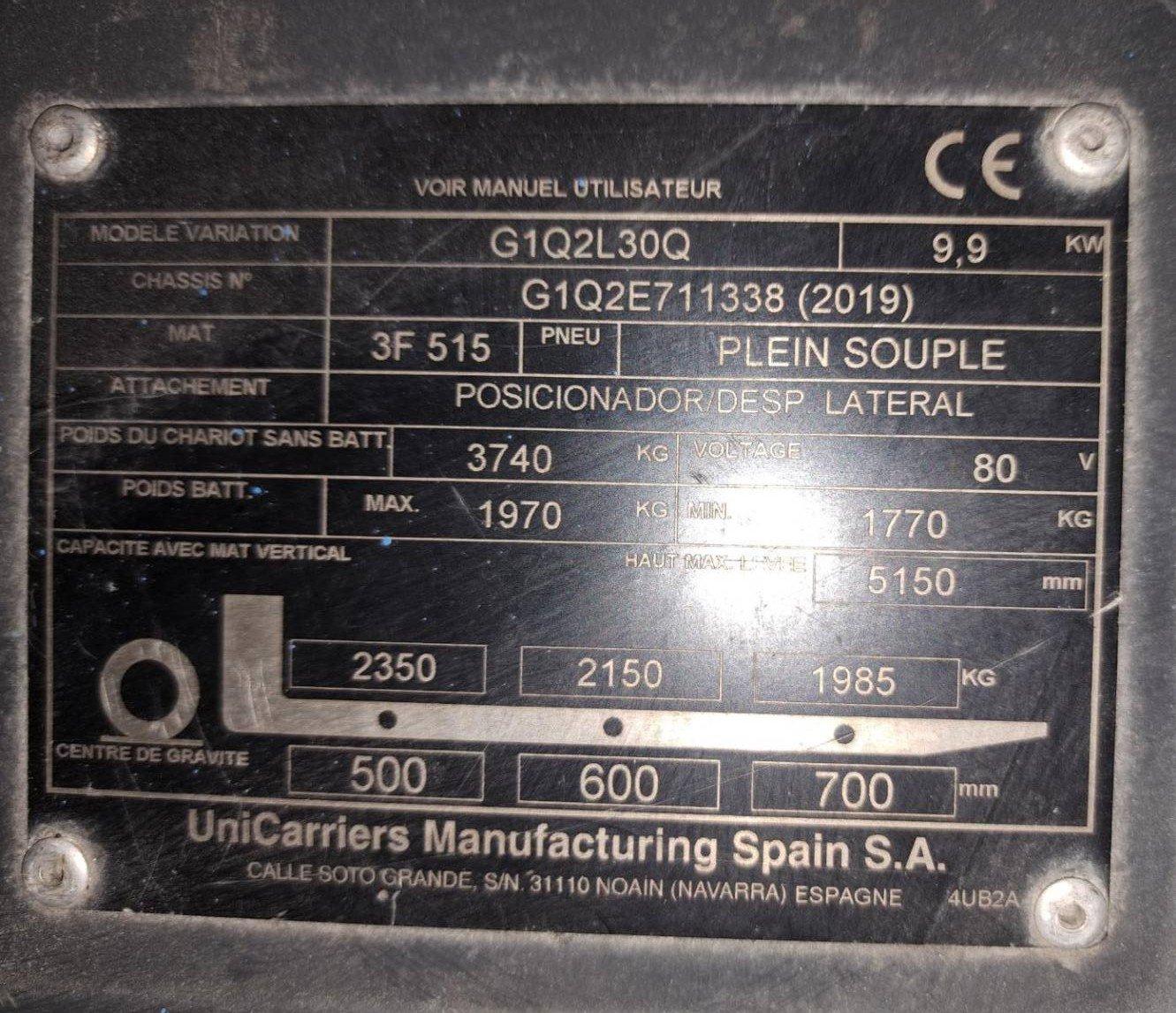 Chariot élévateur frontal UniCarriers QX2-30