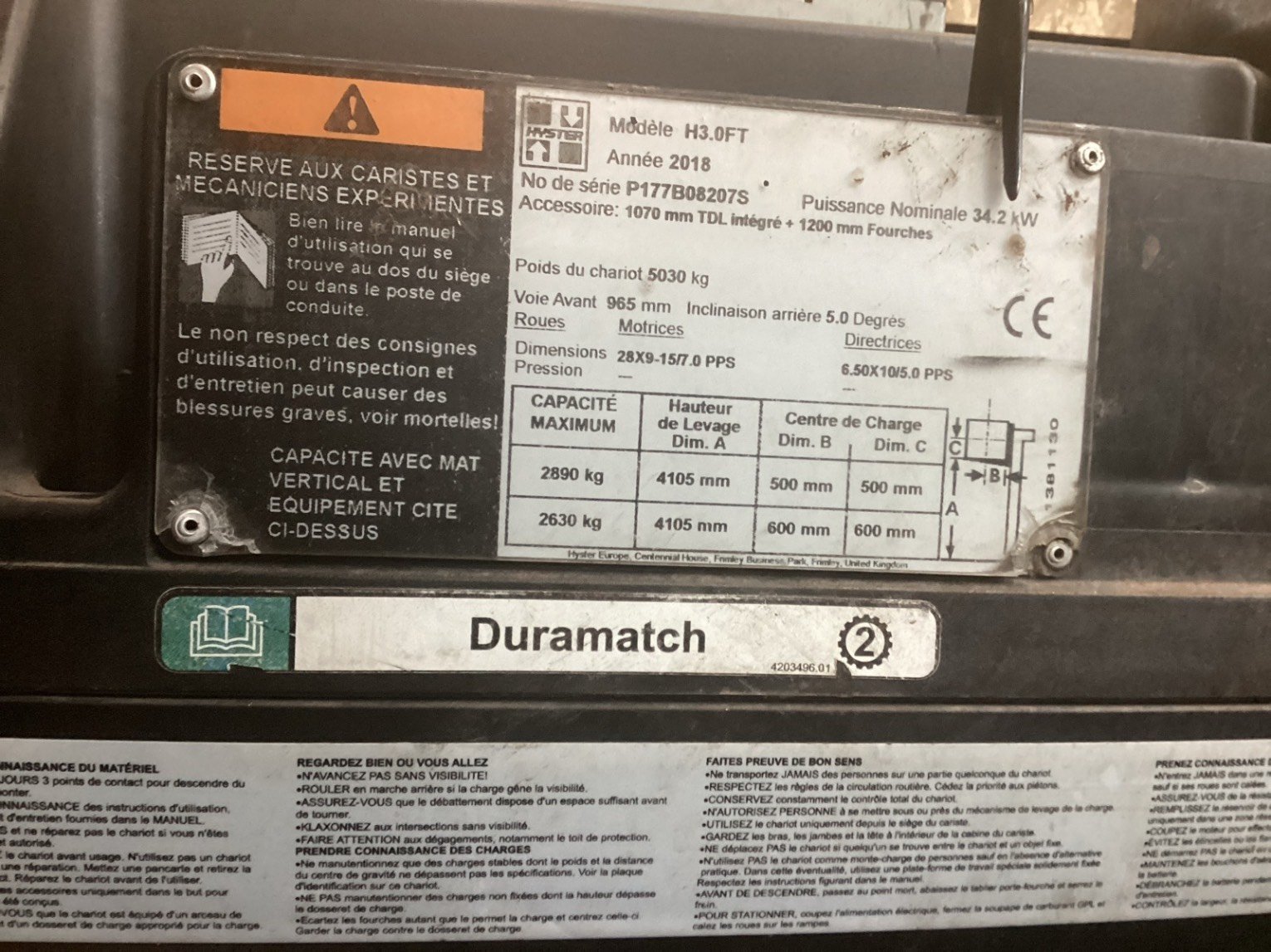 Chariot élévateur frontal Hyster H30FT 