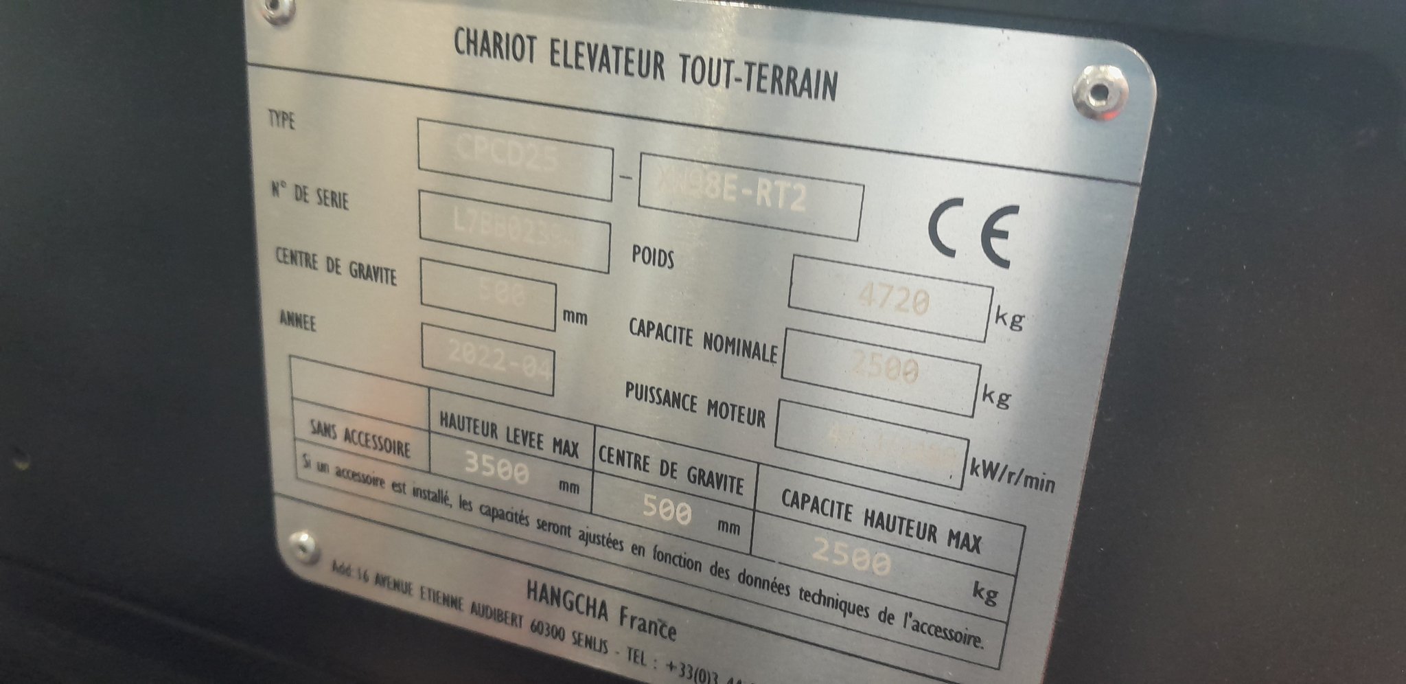 Chariot élévateur tout terrain Hangcha TT25-2