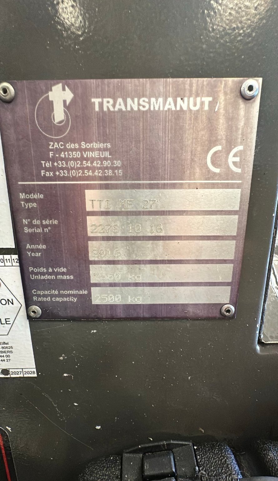 Chariot embarqué Transmanut TTI MF27