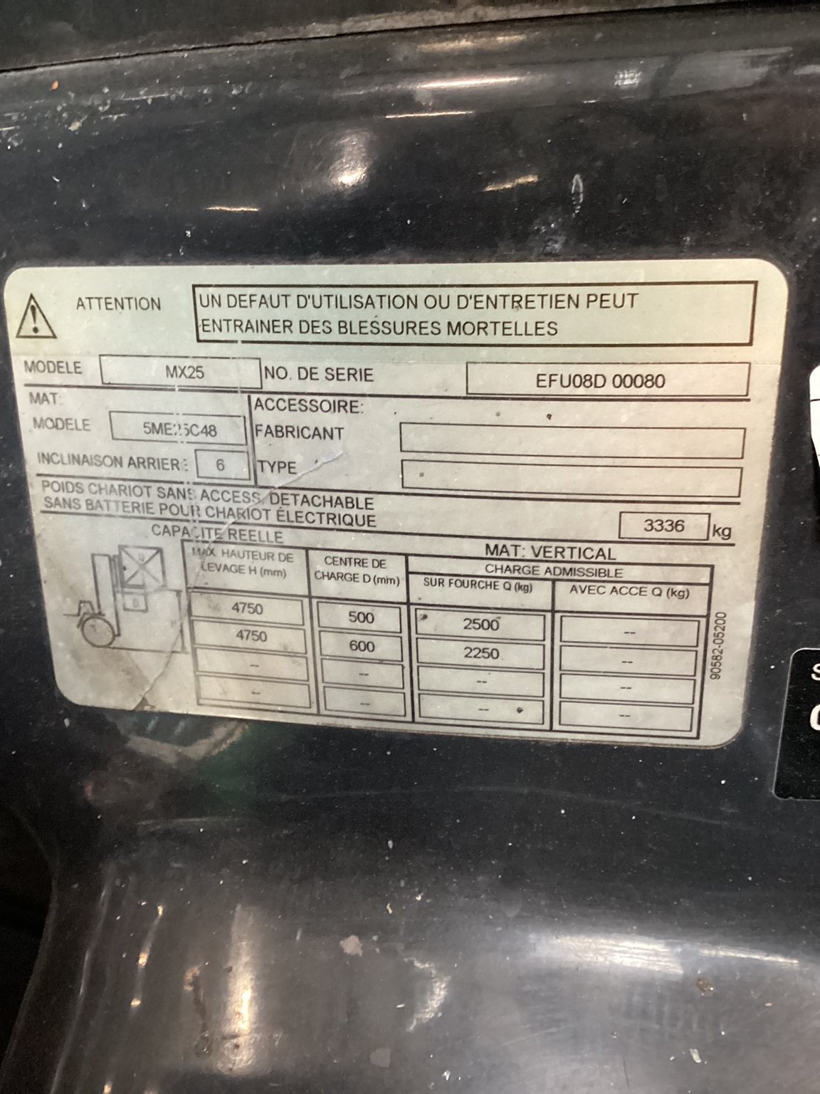 Chariot élévateur frontal UniCarriers MX25