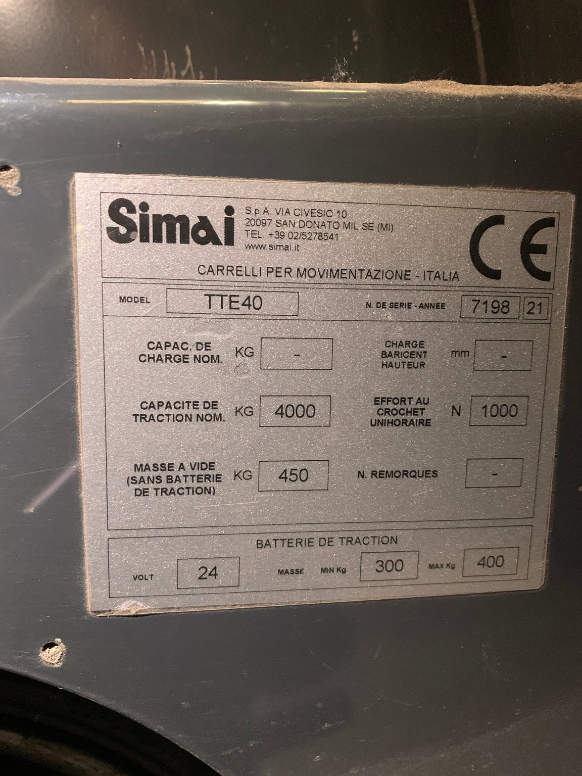 Tracteur industriel Simai TT40