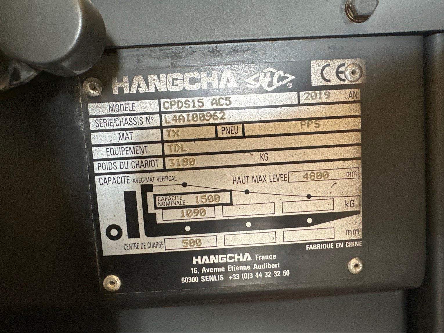 Chariot élévateur frontal Hangcha A3W15