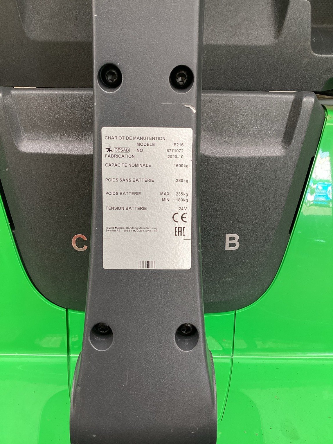 Transpalette électrique CESAB P216