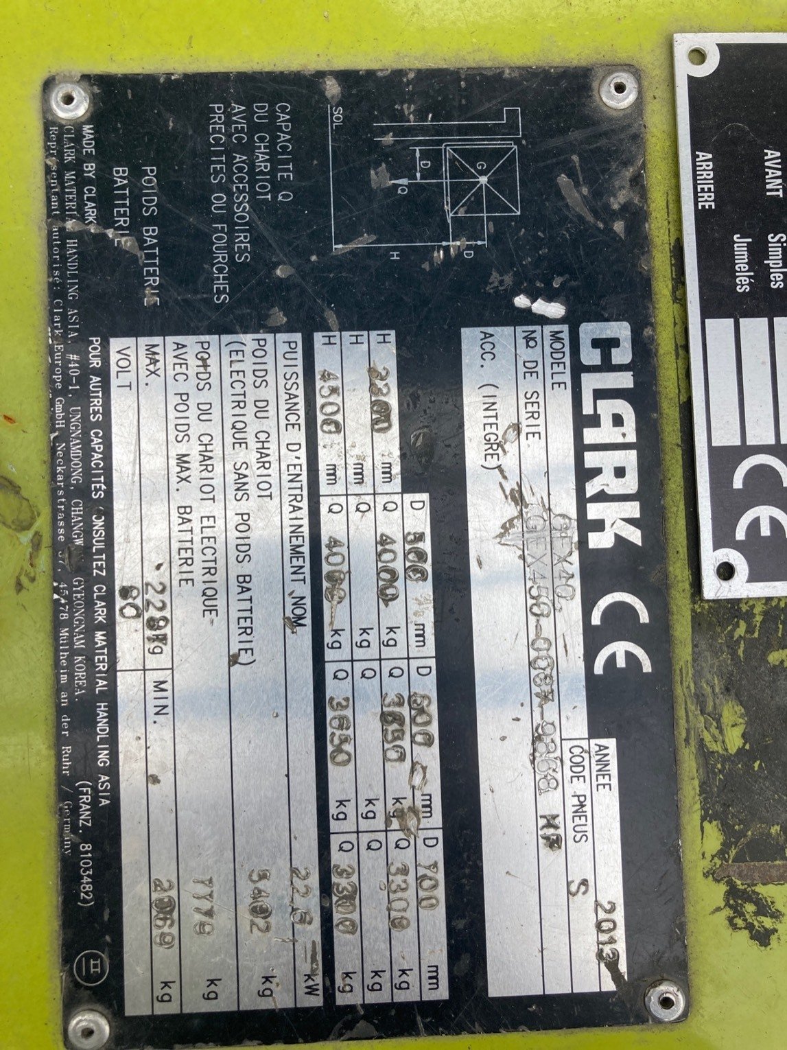 Chariot élévateur frontal Clark GEX40