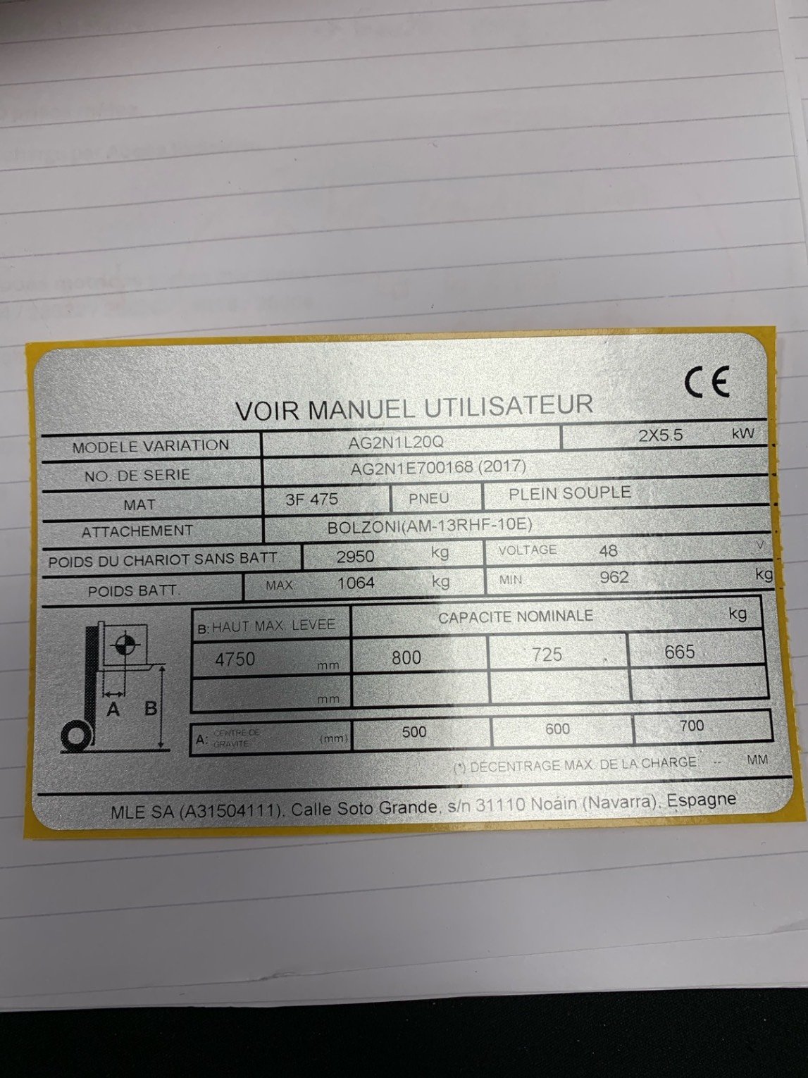 Chariot élévateur frontal UniCarriers TX3-20L 
