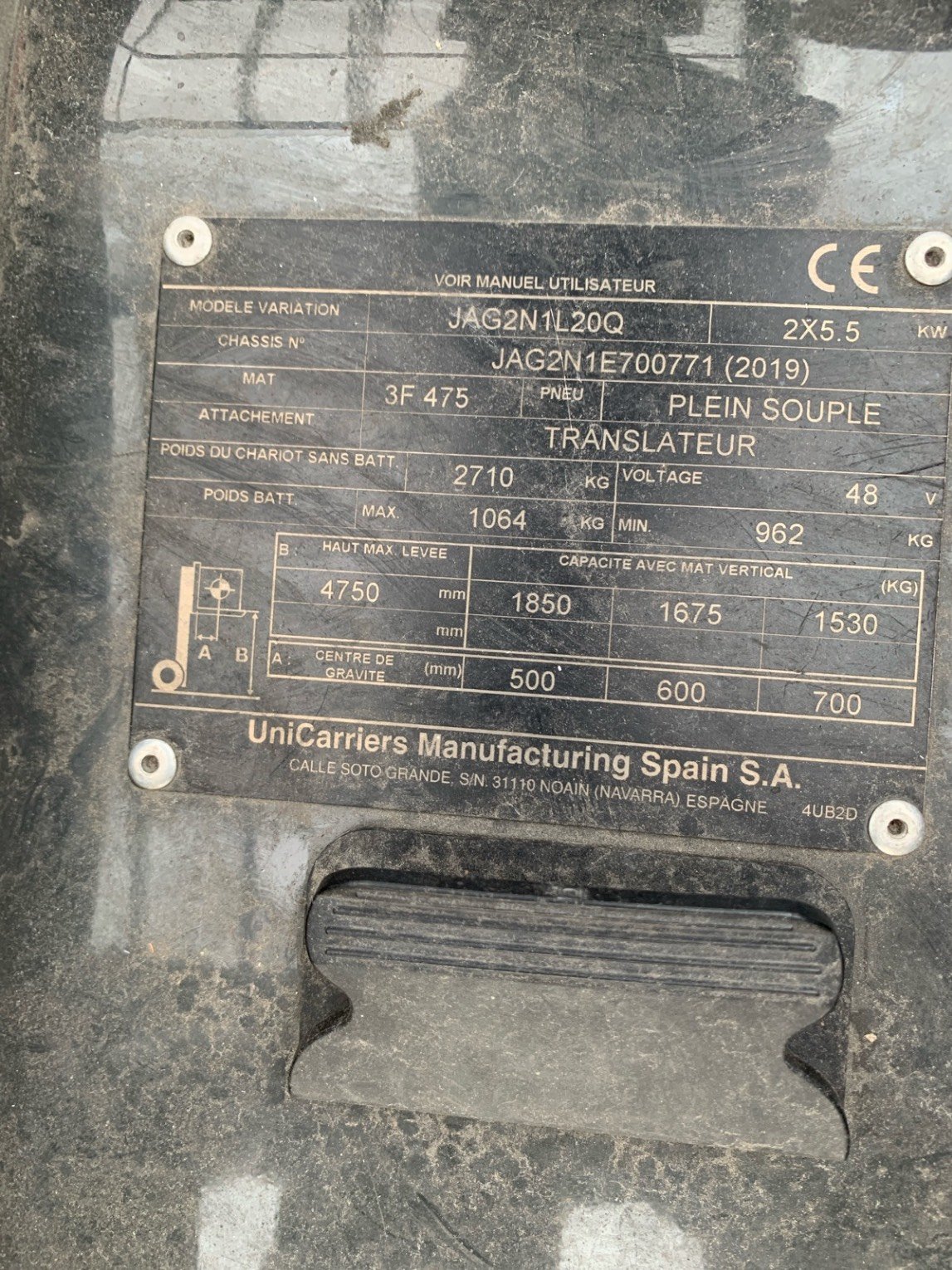 Chariot élévateur frontal UniCarriers TX4-20L