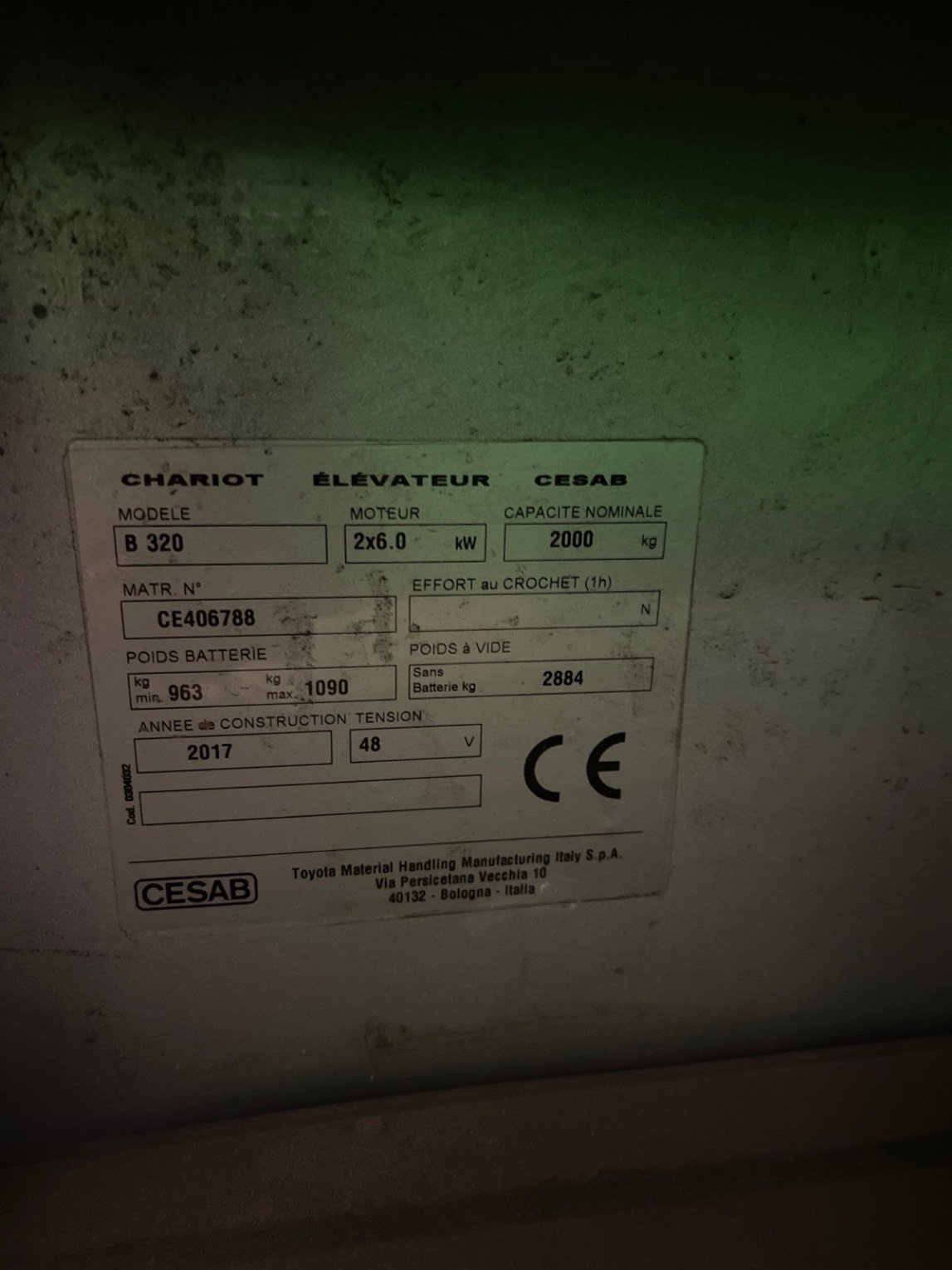 Chariot élévateur frontal CESAB B320