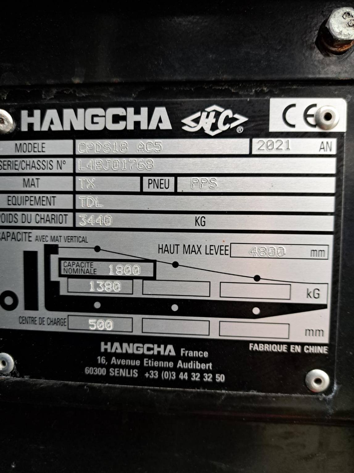 Chariot élévateur frontal Hangcha A3W18