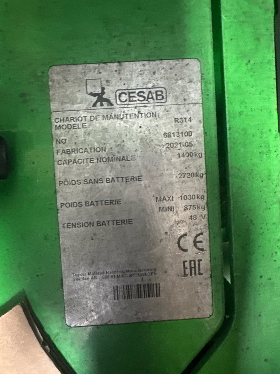 Chariot à mât rétractable CESAB R314