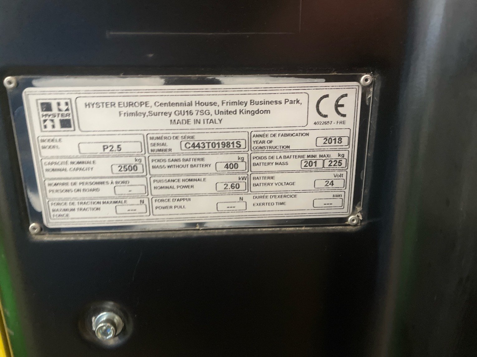 Transpalette électrique Hyster P2.5AC