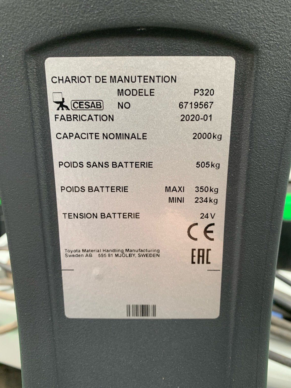 Transpalette électrique CESAB P320