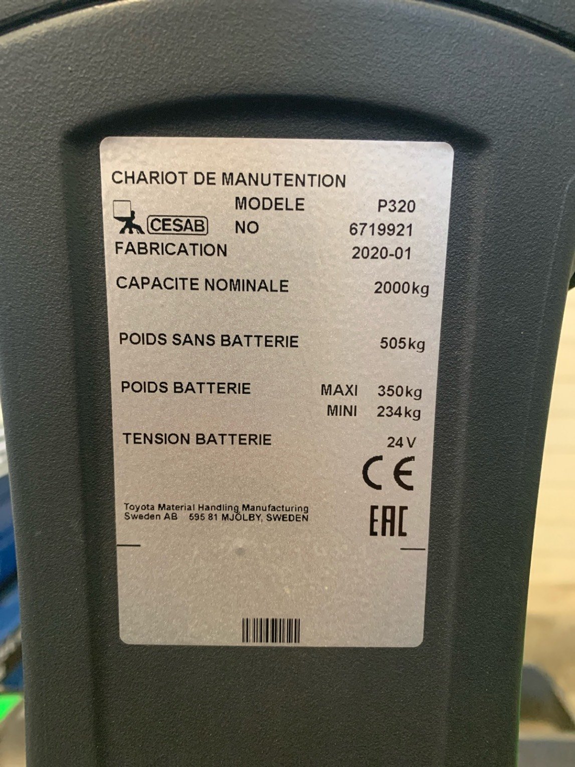 Transpalette électrique CESAB P320