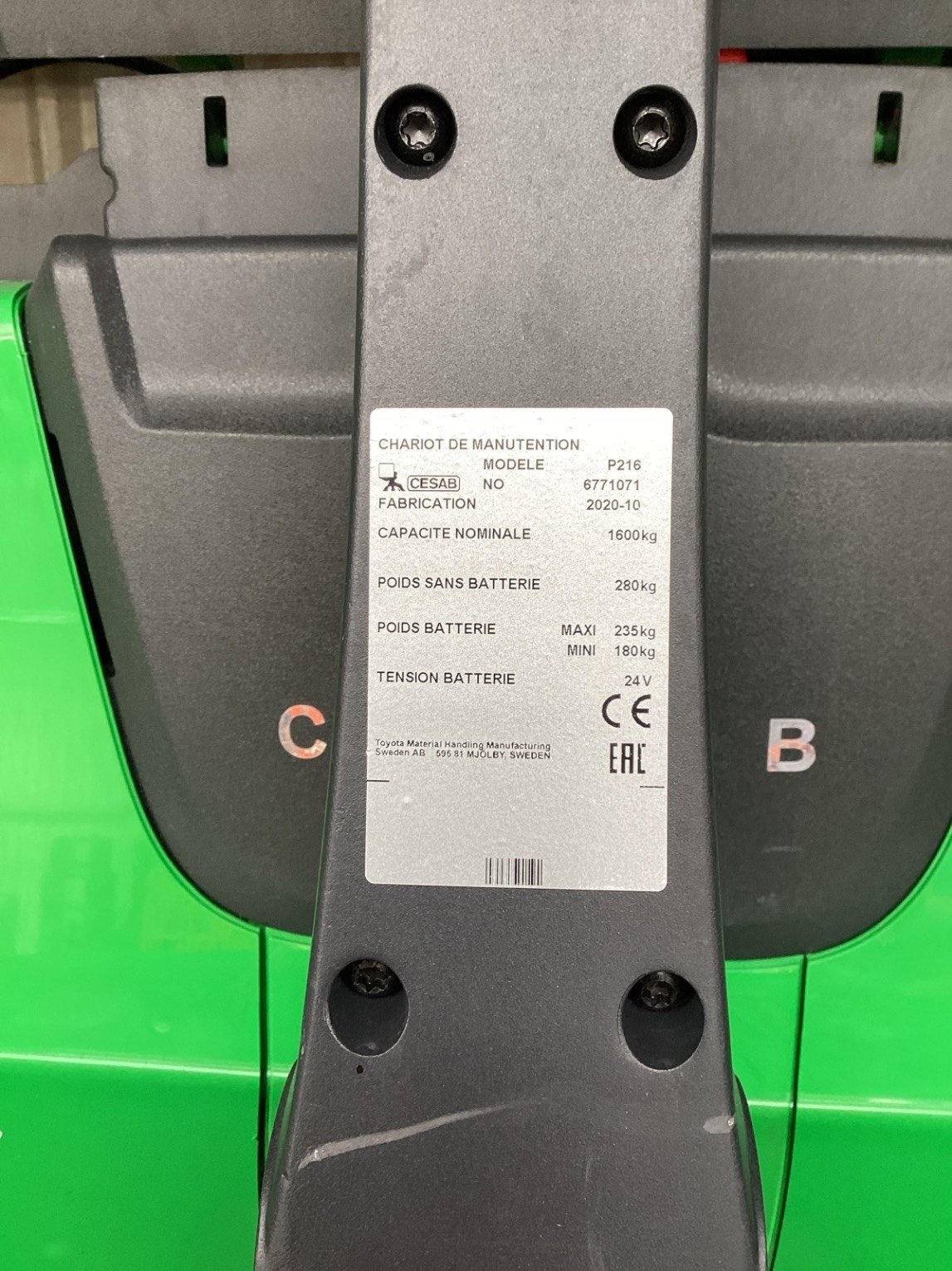 Transpalette électrique CESAB P216