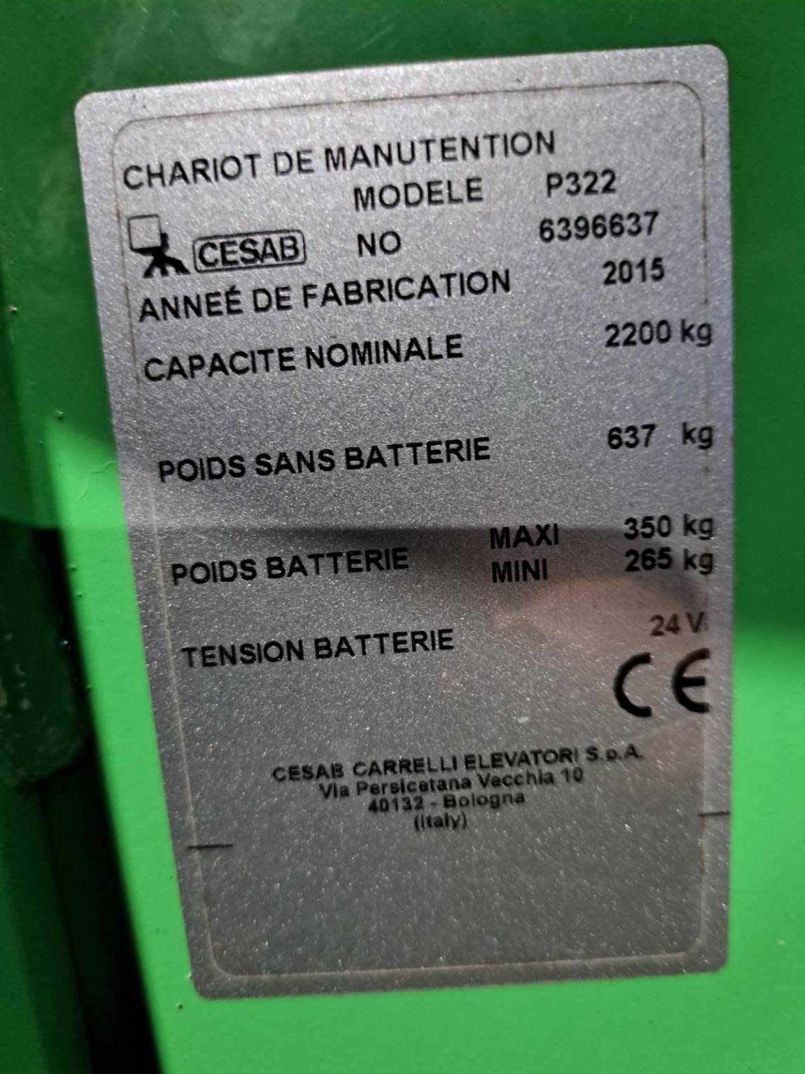 Transpalette électrique CESAB P322