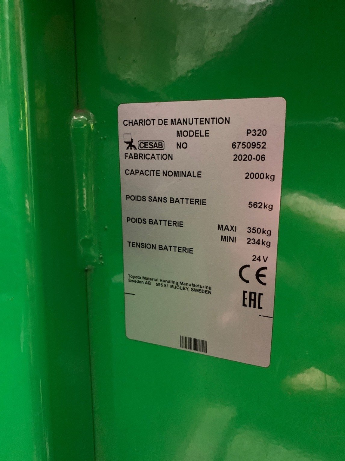 Transpalette électrique CESAB P320