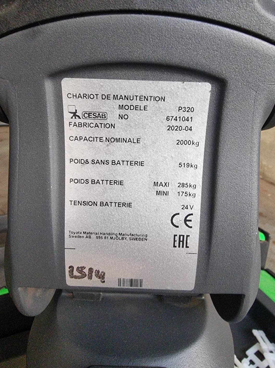 Transpalette électrique CESAB P320