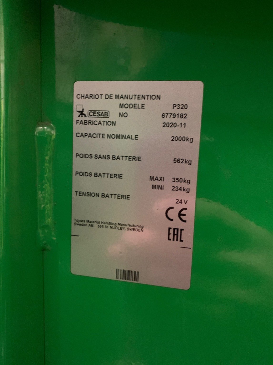 Transpalette électrique CESAB P320