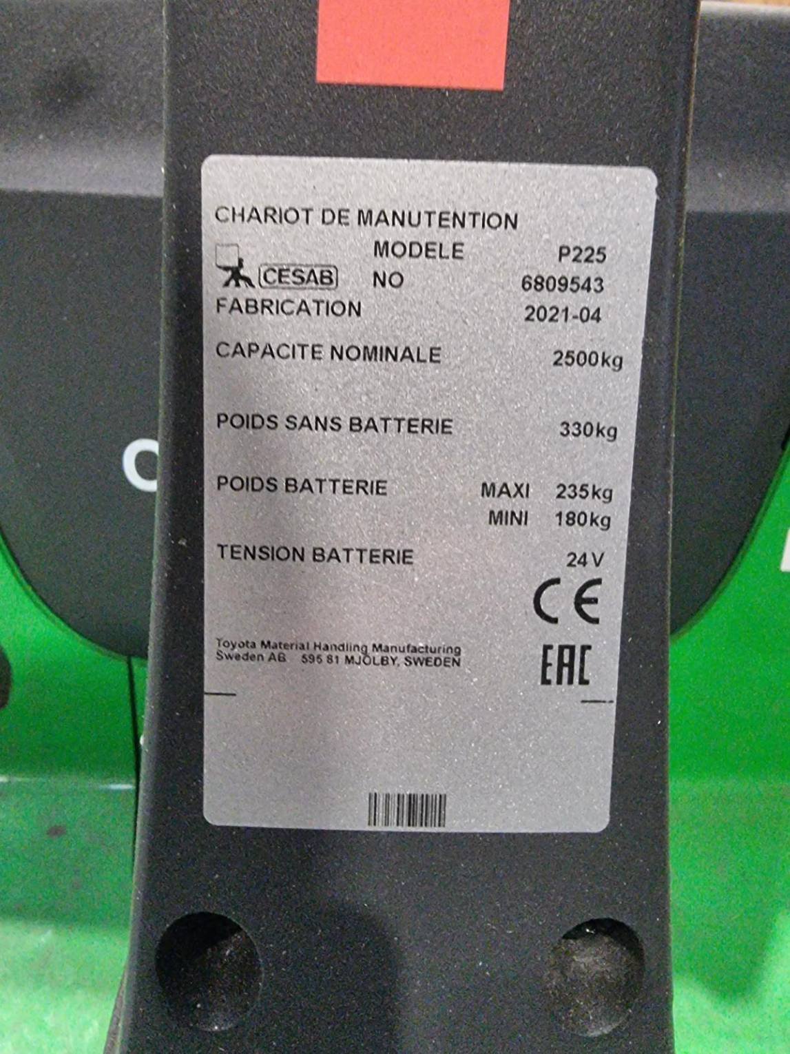 Transpalette électrique CESAB P225