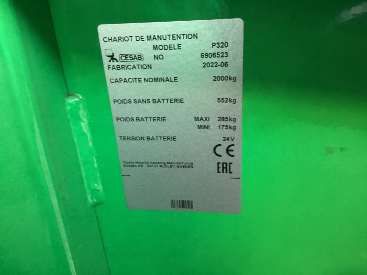 Transpalette électrique CESAB P320