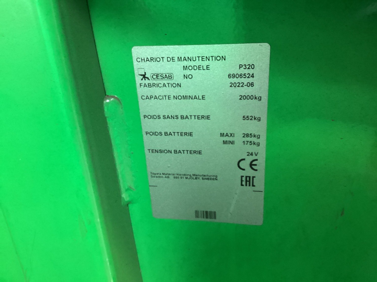 Transpalette électrique CESAB P320
