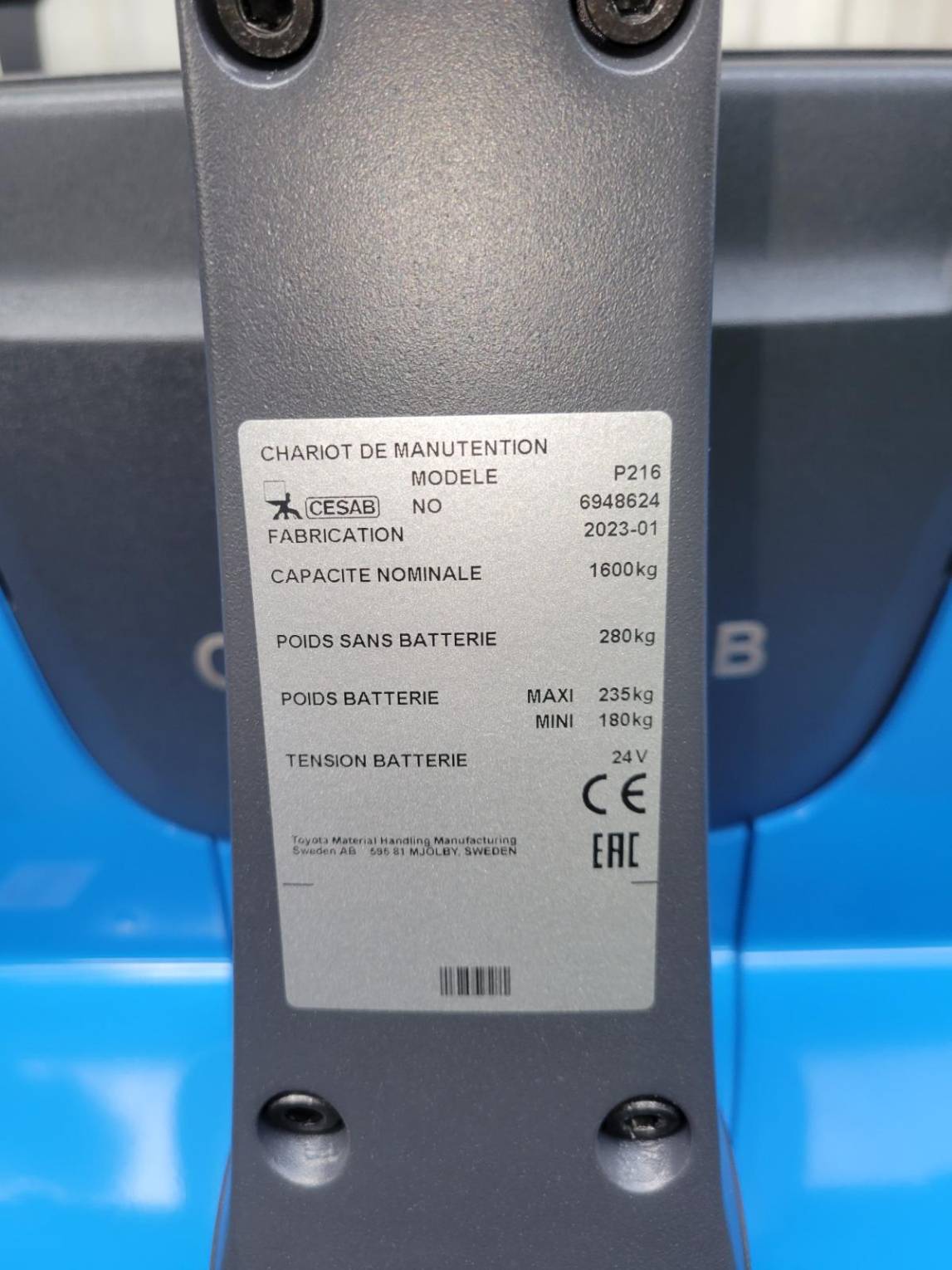 Transpalette électrique CESAB P216