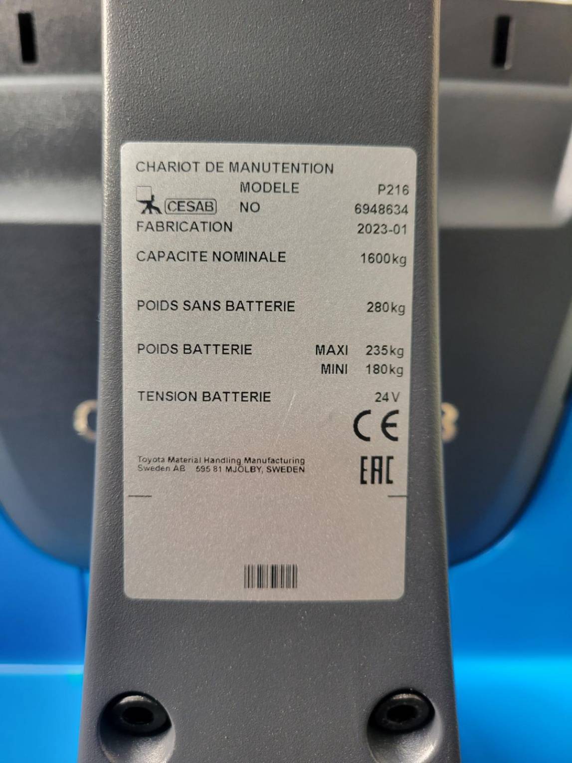 Transpalette électrique CESAB P216