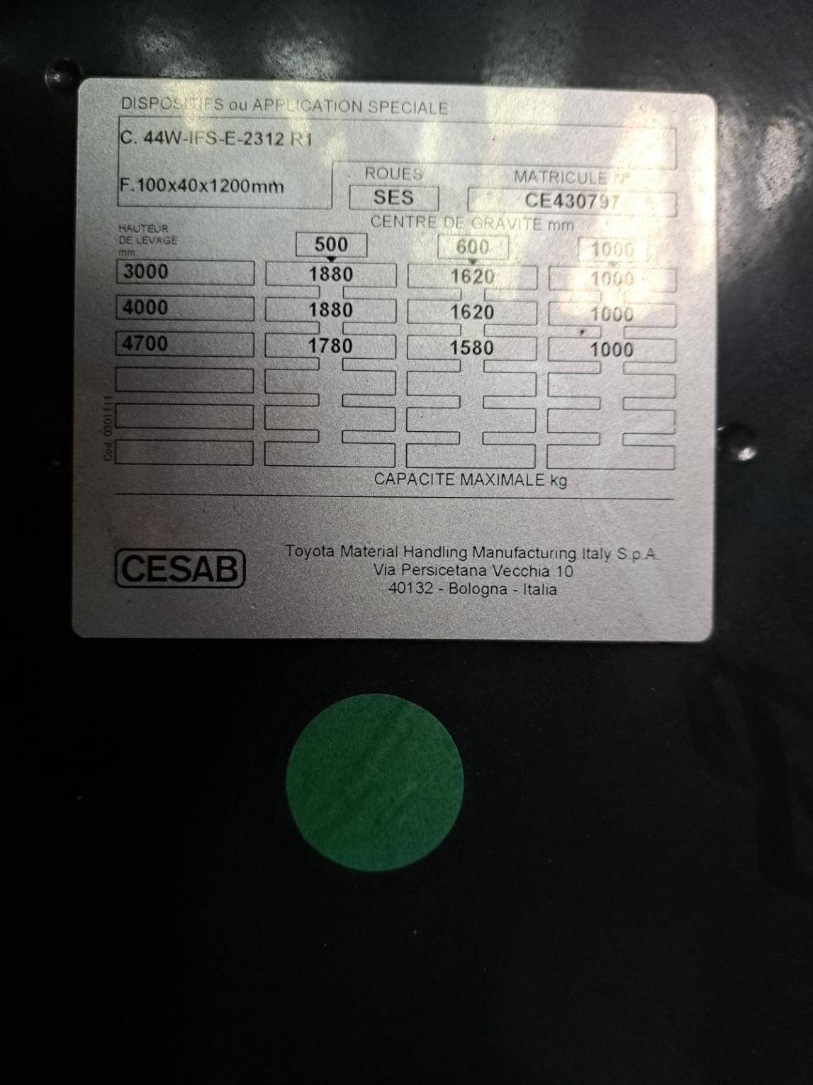 Chariot élévateur frontal CESAB B420LII