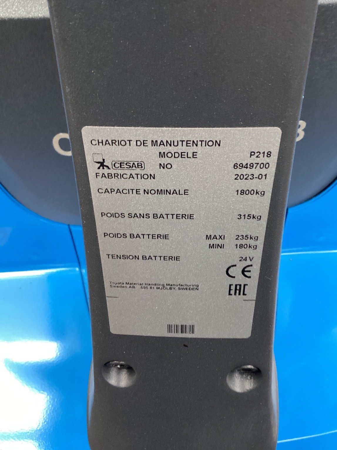 Transpalette électrique CESAB P218