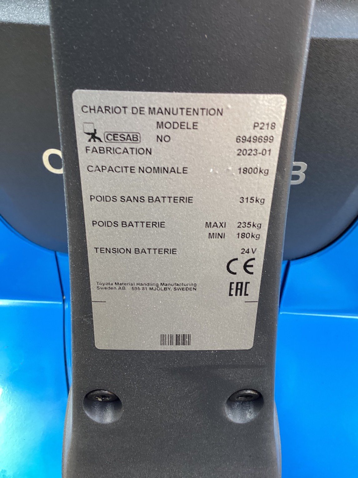 Transpalette électrique CESAB P218