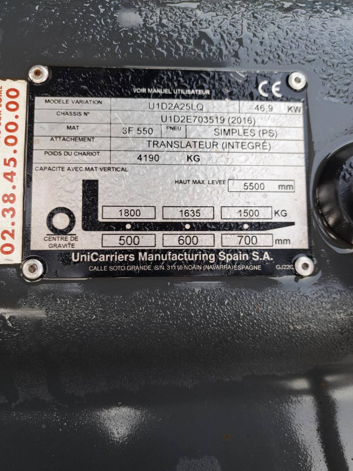 Chariot élévateur frontal Nissan U1D2A25LQ