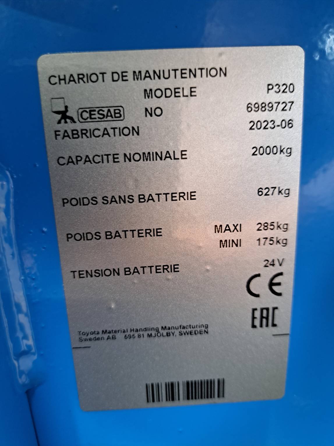 Transpalette électrique CESAB P320